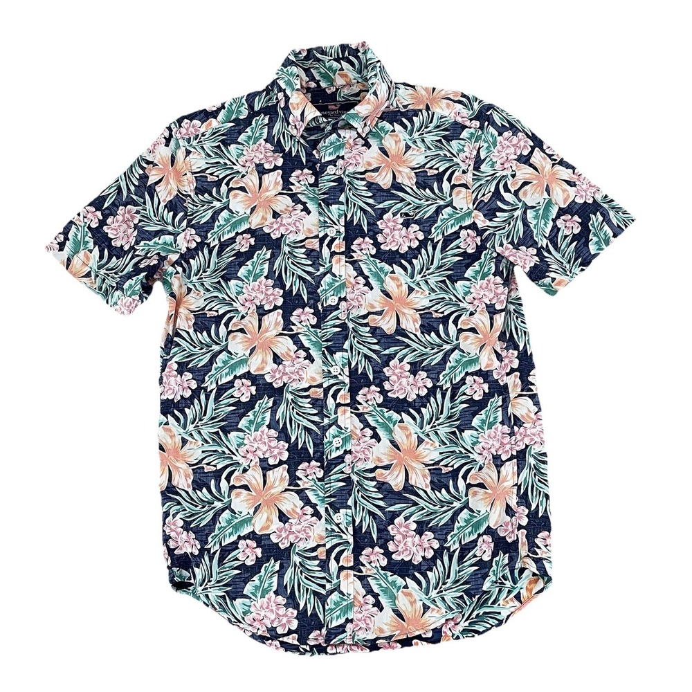 Mens Vineyard Vines Whale‎ Hawaiian Floral Shirt XS Tropical Bright Classic